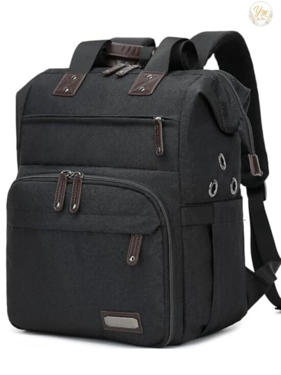 Knitting Backpack Yarn Storage Organizer with USB Port, Tote Bag for Needles